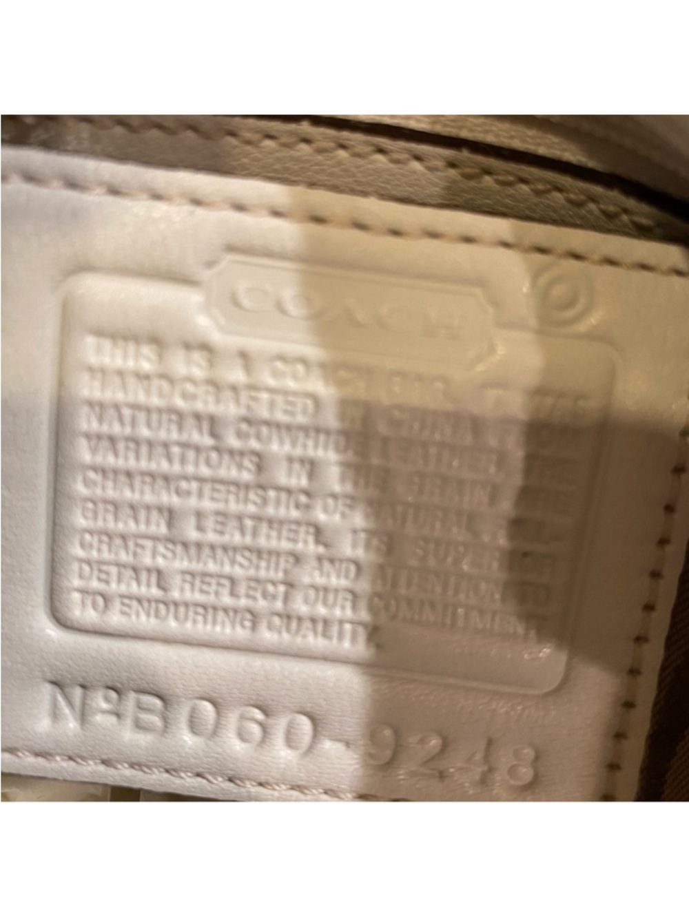 Coach White SoHo Leather Shoulder Bag with Brown Trim and Buckle - Picture 13 of 14